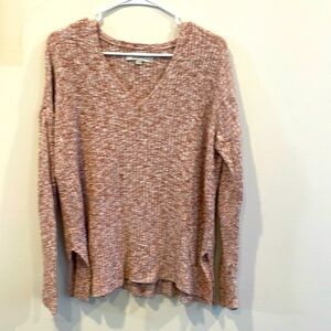 Loft burgandy weathered v neck tunic sweater LP